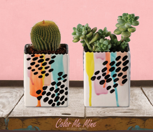 Houston Heights Color Me Mine Drippy Square Planters