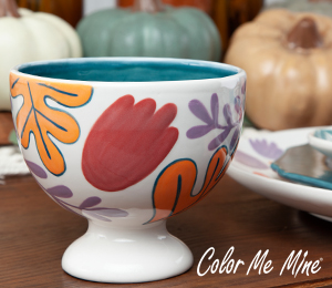 Houston Heights Color Me Mine Floral Pedestal Bowl