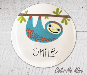 Houston Heights Color Me Mine Sloth Smile Plate