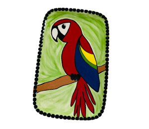 Houston Heights Color Me Mine Scarlet Macaw Plate