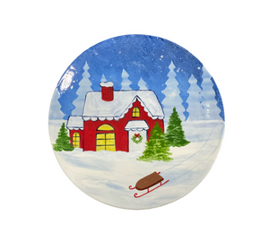 Houston Heights Color Me Mine Christmas Cabin Plate