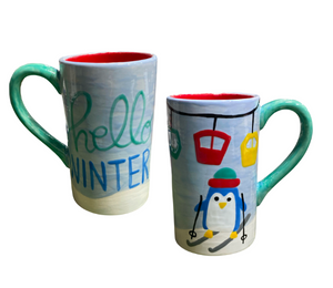 Houston Heights Color Me Mine Skiing Penguin Mug