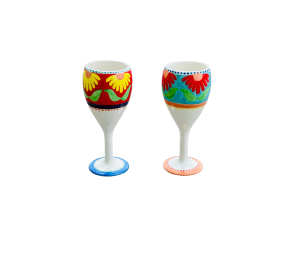 Houston Heights Color Me Mine Floral Wine Glass Set