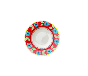 Houston Heights Color Me Mine Floral Red Rimmed Bowl